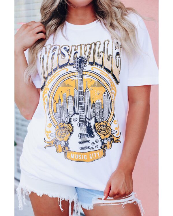 HomeDiscount-Azura Exchange Nashville Guitar Floral Print T-Shirt - L