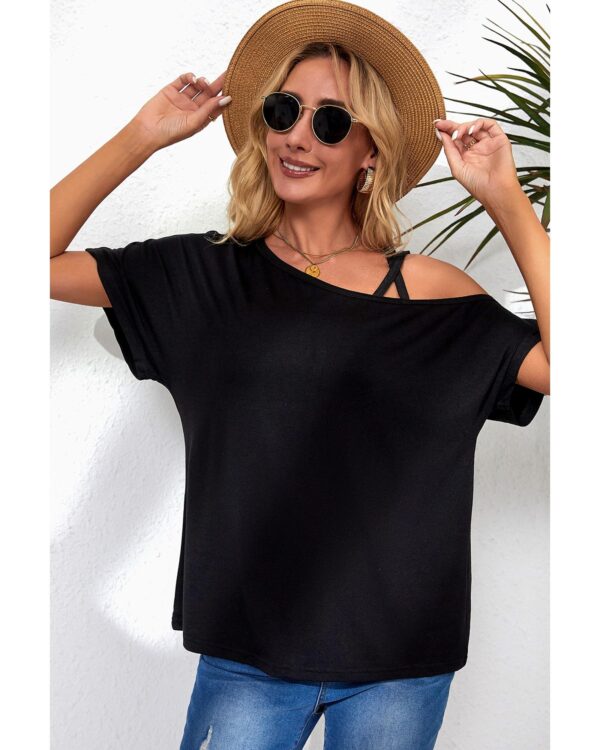 HomeDiscount-Azura Exchange Criss Cross One Shoulder T Shirt - S