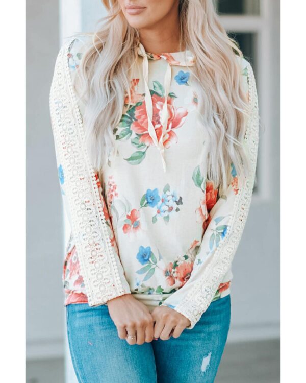 HomeDiscount-Azura Exchange Lace Contrast Long Sleeve Hoodie - M