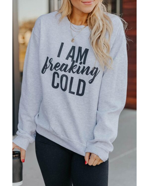 HomeDiscount-Azura Exchange Breaking COLD Letter Print Sweatshirt - S