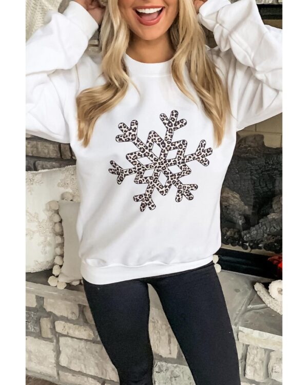 HomeDiscount-Azura Exchange Leopard Snowflake Pullover Sweatshirt - S