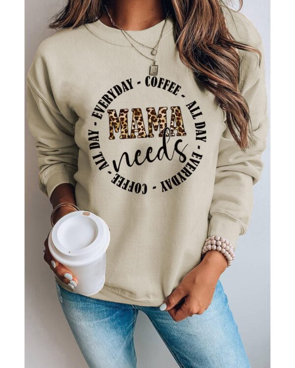 HomeDiscount-Azura Exchange MAMA Needs All Day Everyday Letters Graphic Sweatshirt - XL