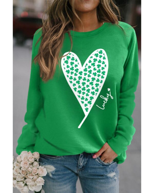 HomeDiscount-Azura Exchange  Clover Heart Graphic Sweatshirt - S