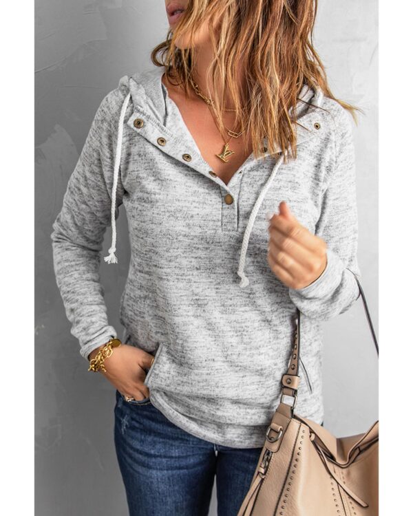 HomeDiscount-Azura Exchange Buttoned Casual Hoodie with Pocket Design - 2XL