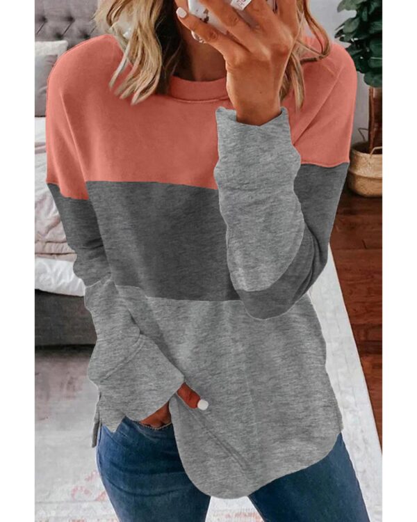 HomeDiscount-Azura Exchange Gray Contrast Stitching Sweatshirt with Slits - 2XL