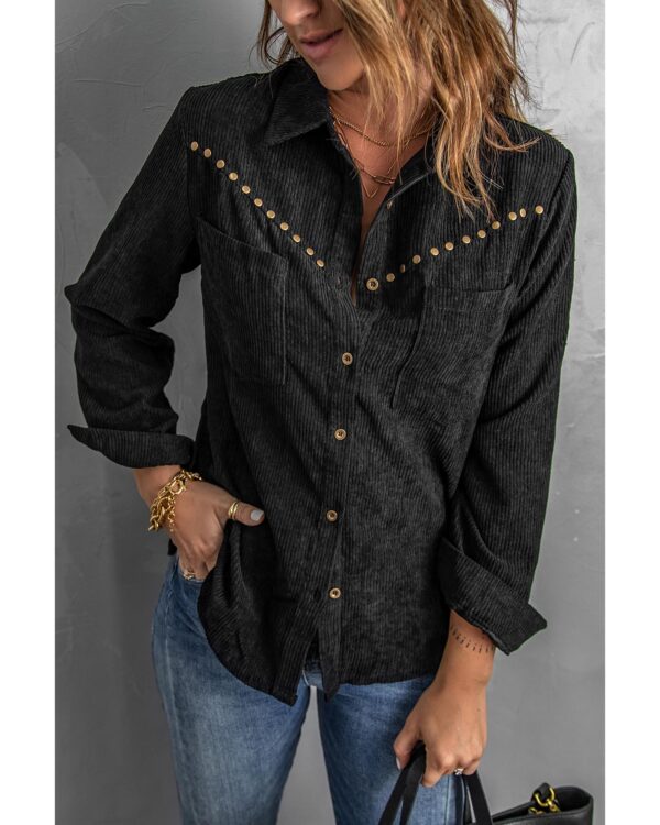 HomeDiscount-Azura Exchange Buttoned Corduroy Shirt with Pockets - L