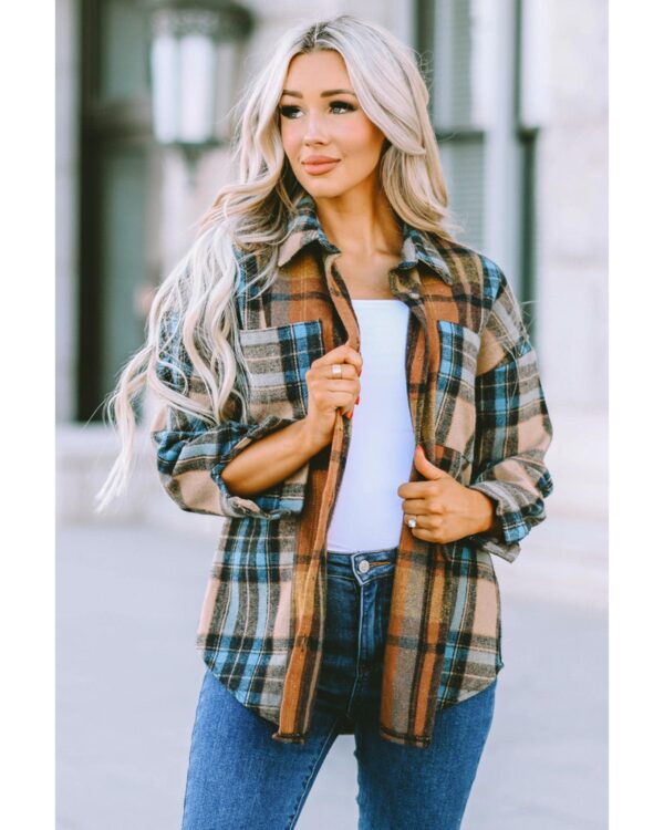 HomeDiscount-Azura Exchange Color Block Plaid Shirt with Buttoned Details - L