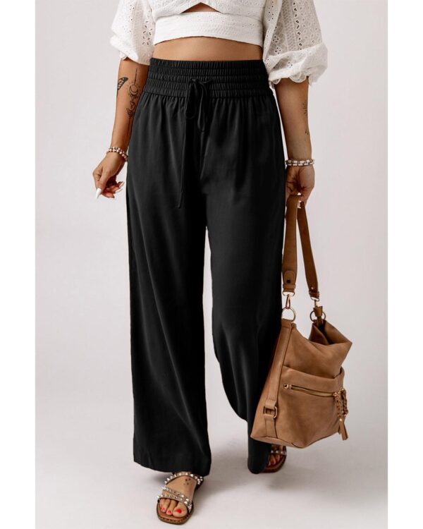 HomeDiscount-Azura Exchange Casual Wide Leg Pants with Drawstring Elastic Waist - M