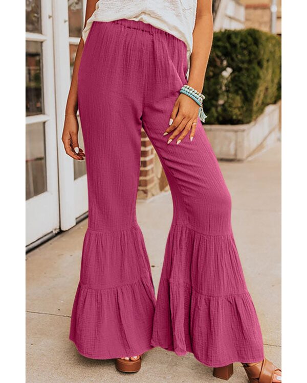 HomeDiscount-Azura Exchange Textured High Waist Ruffled Bell Bottom Pants - XL