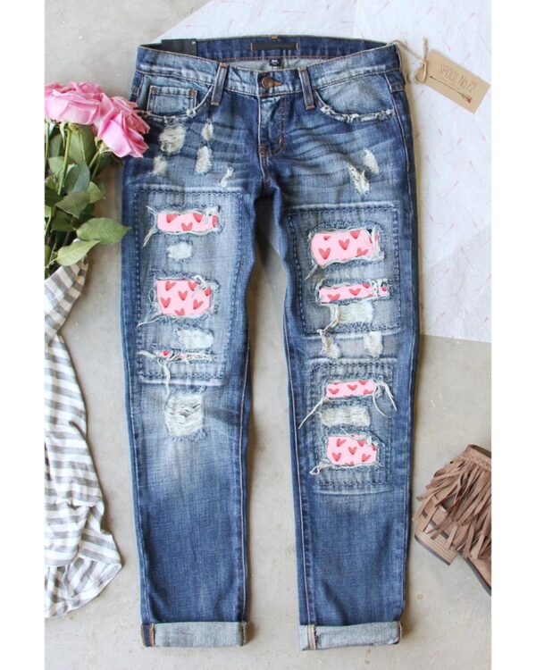 HomeDiscount-Azura Exchange Heart Patchwork Jeans - 10 US