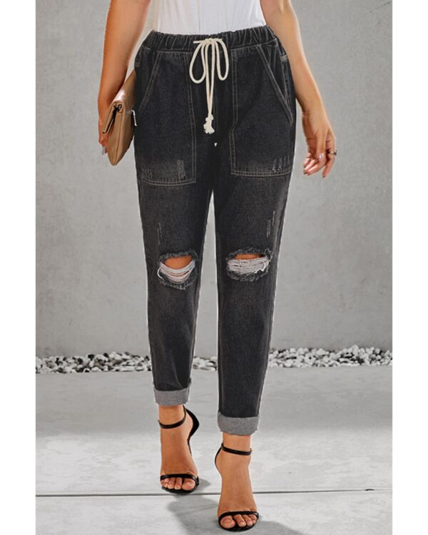 HomeDiscount-Azura Exchange Distressed Denim Jogger with Pocket Detail - L