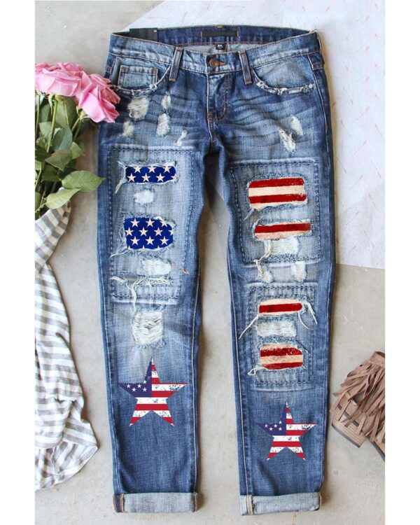 HomeDiscount-Azura Exchange American Flag Graphic Jeans - M