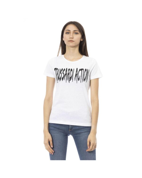 HomeDiscount-Trussardi Action Women's Elegant Short Sleeve Tee with Chic Front Print - M