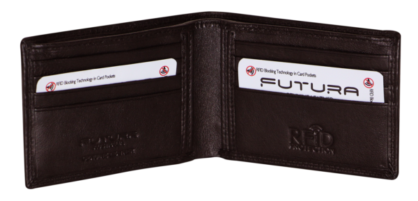 HomeDiscount-Futura Mens RFID Slim Leather Wallet - Brown