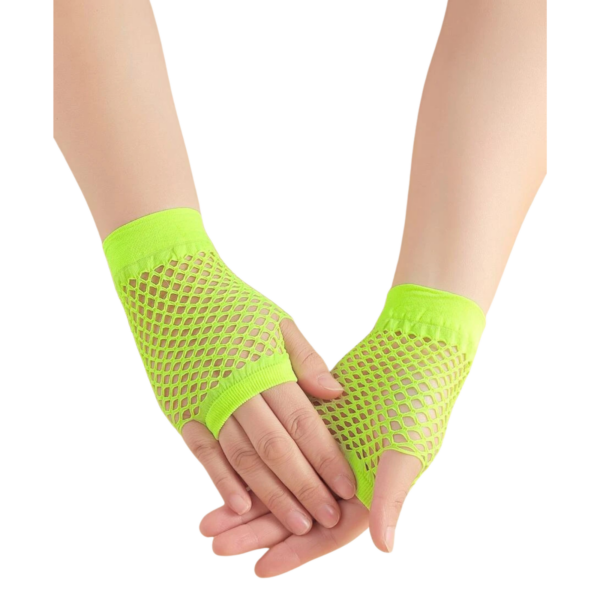 HomeDiscount-1 Pair Fishnet Gloves Fingerless Wrist Length Costume Party Dance - Fluro Yellow