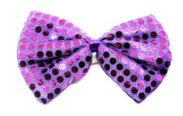 HomeDiscount-SEQUIN BOW TIE Polka Dots Bowtie Party Unisex Costume  13cm x 9cm Clown - Purple