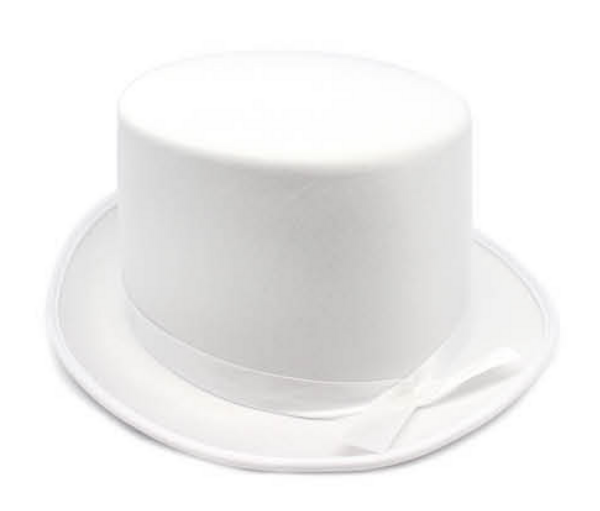 HomeDiscount-SATIN TOP HAT Costume Party Cap Fancy Dress Trilby Fedora One Size - White