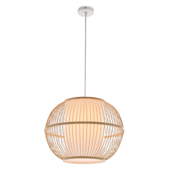 HomeDiscount-Natural Woven Bamboo Sphere Pendant Lamp Hanging Light Bell Shade Boho Tropical