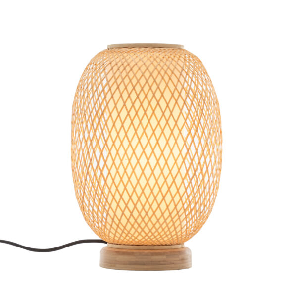 HomeDiscount-Natural Woven Bamboo Oval Table Lamp Light Shade Boho Tropical Coastal