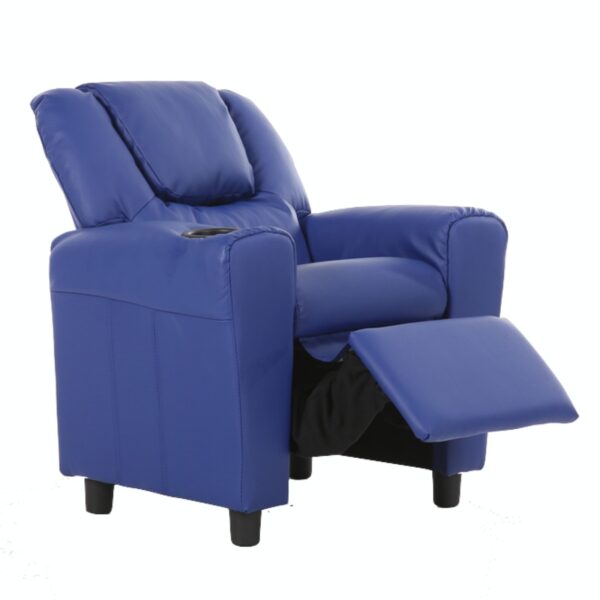 HomeDiscount-Oliver Kids Recliner Chair Sofa Children Lounge Couch PU Armchair - Blue