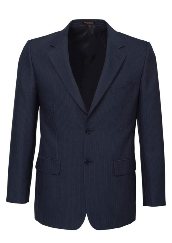 HomeDiscount-Mens Single Breasted 2 Button Suit Jacket Work Business - Pin Striped - Navy - 1