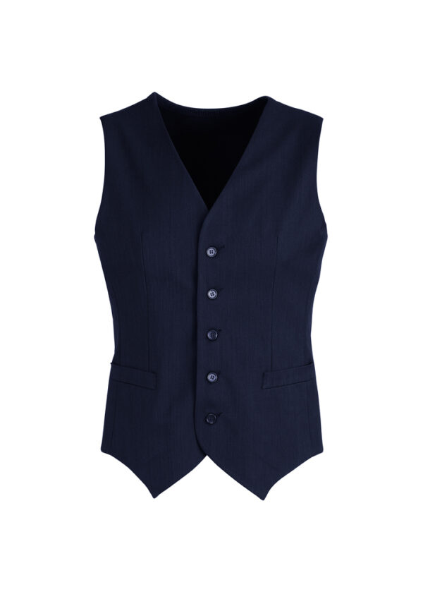 HomeDiscount-Mens Peaked Vest Waistcoat w/ Knitted Back Suit Formal Wedding Dress Up - Navy -