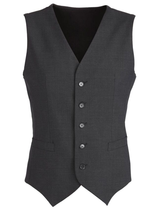 HomeDiscount-Mens Wool Blend Vest w/ Knitted Back Waistcoat Sleeveless Wool Blend - Charcoal