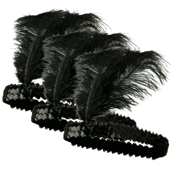 HomeDiscount-3x 1920s FLAPPER HEADBAND Headpiece Feather Sequin Charleston Costume Gatsby - B