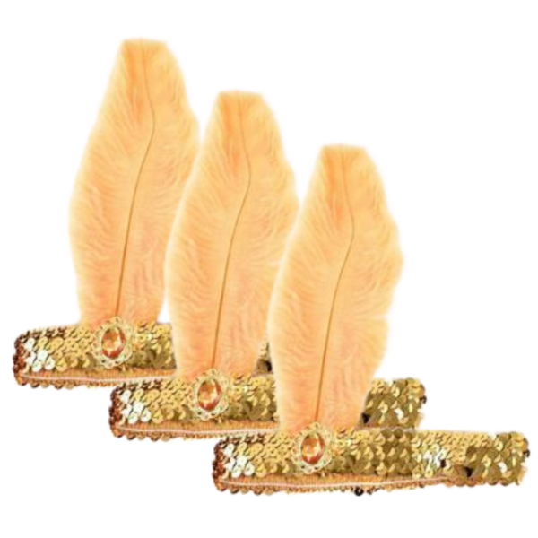 HomeDiscount-3x 1920s FLAPPER HEADBAND Headpiece Feather Sequin Charleston Costume Gatsby - G