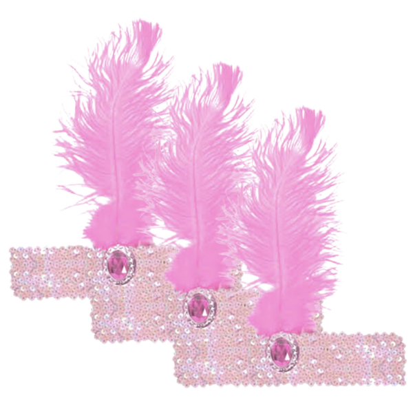 HomeDiscount-3x 1920s FLAPPER HEADBAND Headpiece Feather Sequin Charleston Costume Gatsby - L