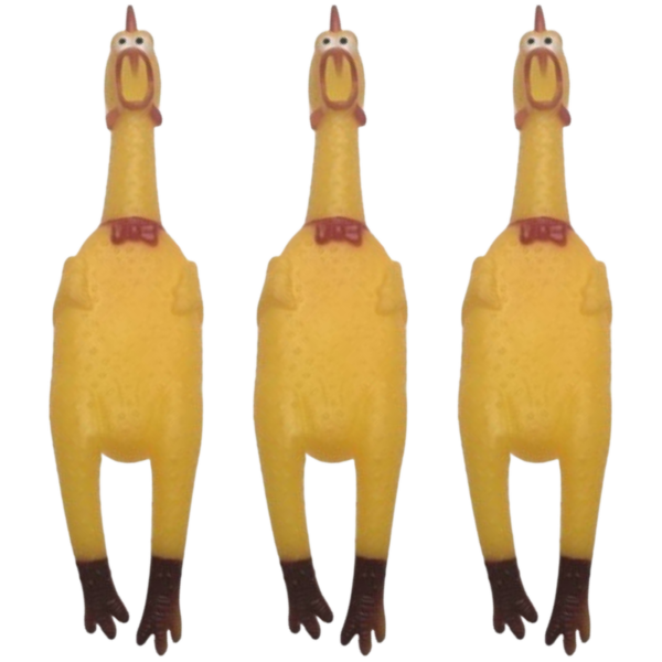 HomeDiscount-3x SHRILLING CHICKEN Dog Chew Screaming Toy Squeeze Sound Funny Rubber Pet BULK