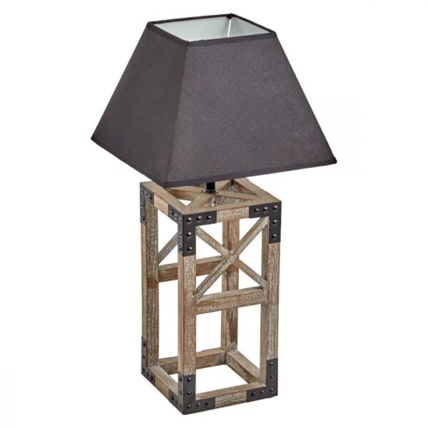 HomeDiscount-Designer Wooden TABLE LAMP Modern Rustic Geo Industrial Retro  Desk Light