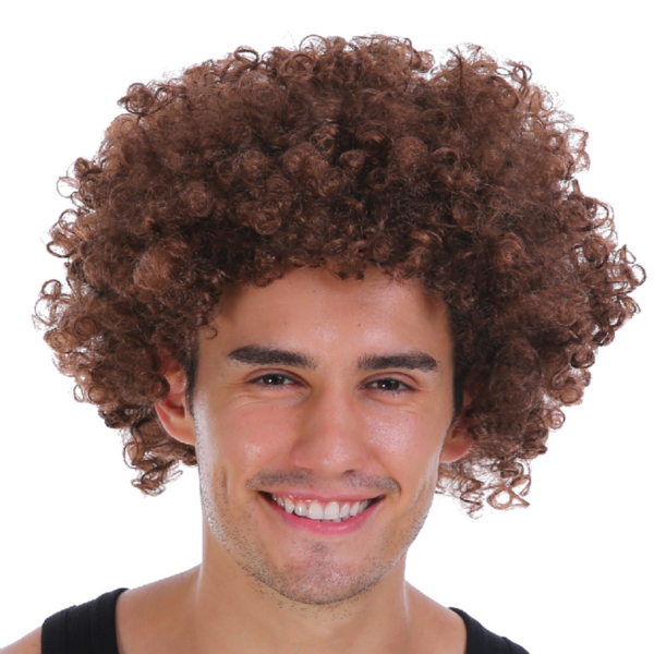 HomeDiscount-Mens DELUXE AFRO WIG Curly Hair Costume Party Fancy Disco 70s 80s Dress Up - Bro