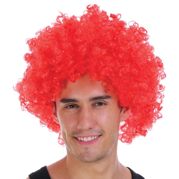 HomeDiscount-Mens DELUXE AFRO WIG Curly Hair Costume Party Fancy Disco 70s 80s Dress Up - Red