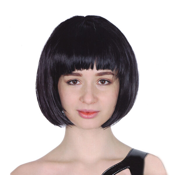 HomeDiscount-Bob Wig Costume Short Straight Fringe Cosplay Party Womens Hair - Black