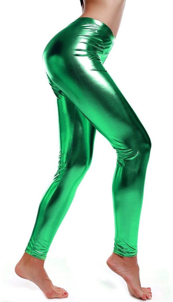 HomeDiscount-Metallic Leggings Stretchy Pants Neon Fluro Shiny Glossy Dress Up Dance Party -