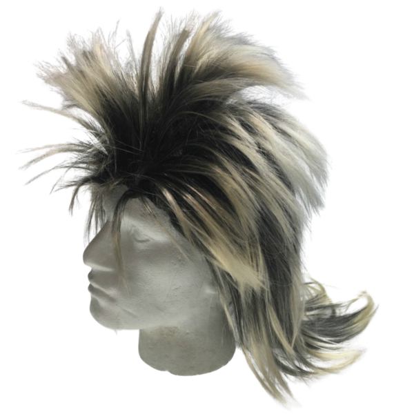 HomeDiscount-Mens Long SPIKY Wig Rock Punk 80s Fancy Dress Costume Bogan Mullet Spikey - Blac