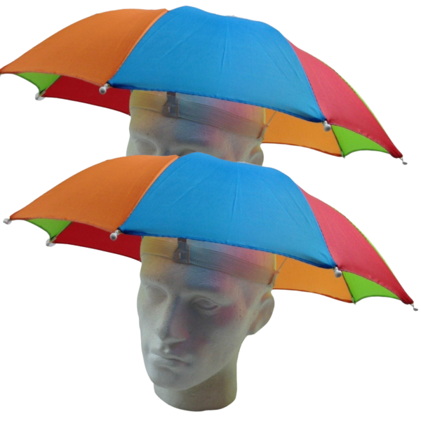 HomeDiscount-2x RAINBOW UMBRELLA HAT Rain Beach Sun Rain Cap Costume Camping Fishing Hunting