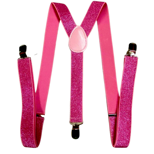 HomeDiscount-GLITTER SPARKLE SUSPENDERS Braces Clipon Elastic Y-Back Slim Adjustable  - Hot P