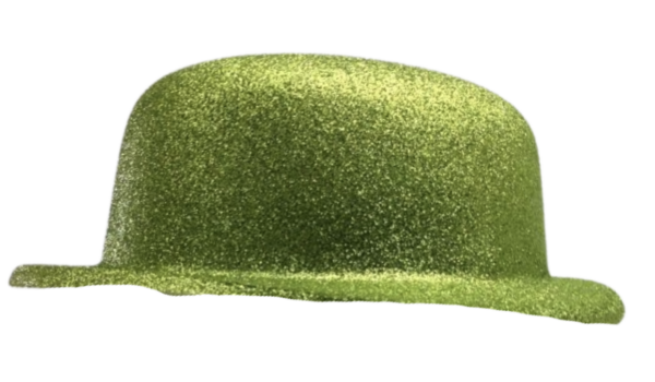 HomeDiscount-GLITTER BOWLER HAT Fancy Party Plastic Costume Cap Fun Dress Up Sparkle - Lime G