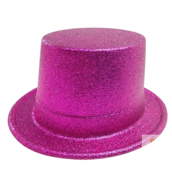 HomeDiscount-GLITTER TOP HAT Fancy Party Plastic Costume Tall Cap Fun Dress Up Sparkle - Hot