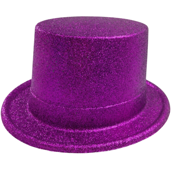 HomeDiscount-GLITTER TOP HAT Fancy Party Plastic Costume Tall Cap Fun Dress Up Sparkle - Purp