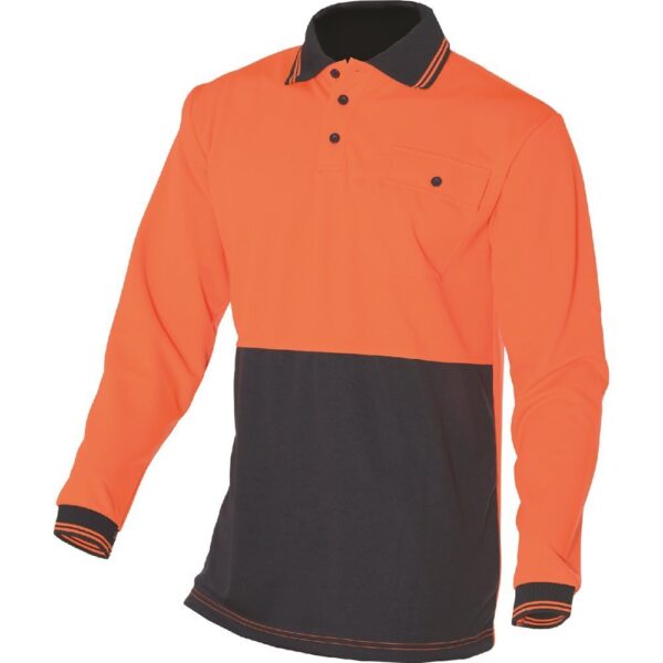 HomeDiscount-HUSKI Hi Vis Polo Shirt Long Sleeve Safety High Visibility Workwear Driver PPE -