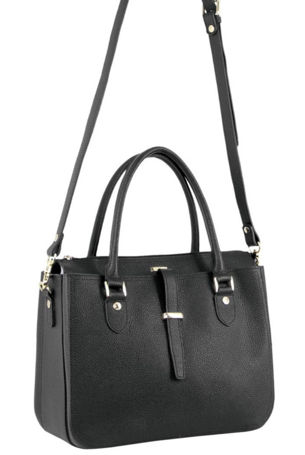 HomeDiscount-Morrissey Italian Womens Structured Leather Handbag Ladies Bag - Black