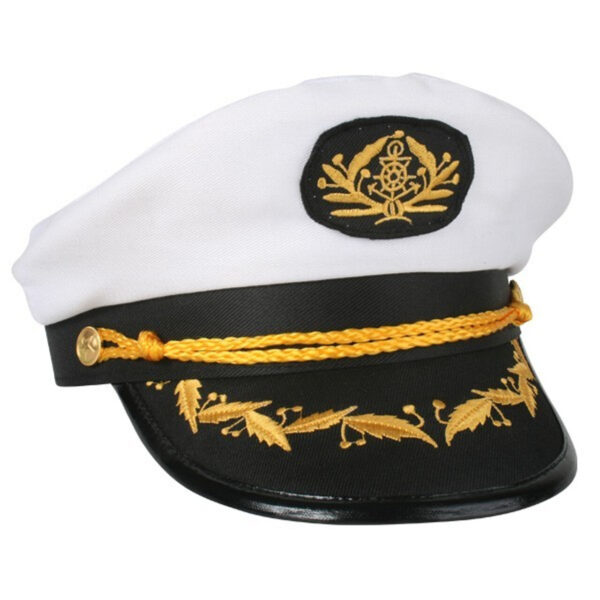 HomeDiscount-Captain Hat Adult Party Costume Skipper Sailor Ship Captain Cap - White/Black