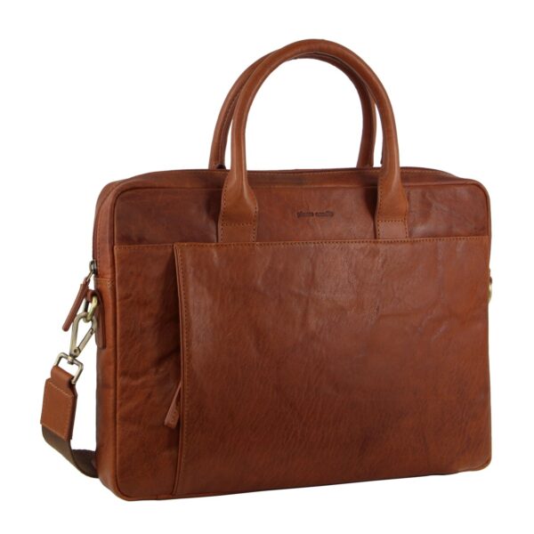 HomeDiscount-Pierre Cardin Leather Multi-Handle 15" Laptop Computer Bag - Tan