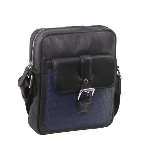 HomeDiscount-Pierre Cardin Pebbled Leather Organizer Bag Cross Body - Black/Navy