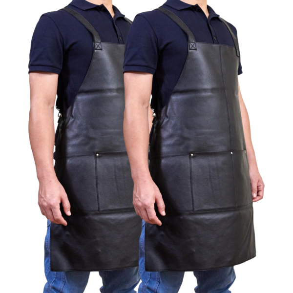 HomeDiscount-2x Pierre Cardin Professional Leather Apron Butcher Woodwork Barber Chef - Black