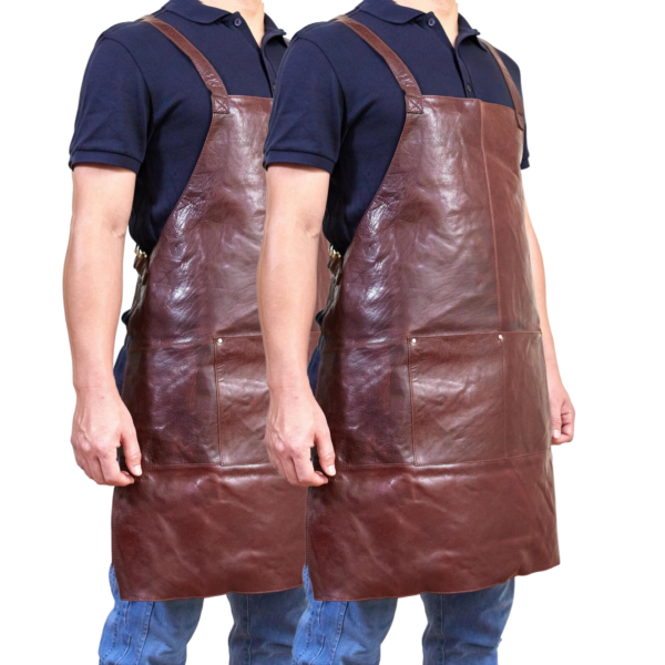 HomeDiscount-2x Pierre Cardin Professional Leather Apron Butcher Woodwork  Barber - Chestnut