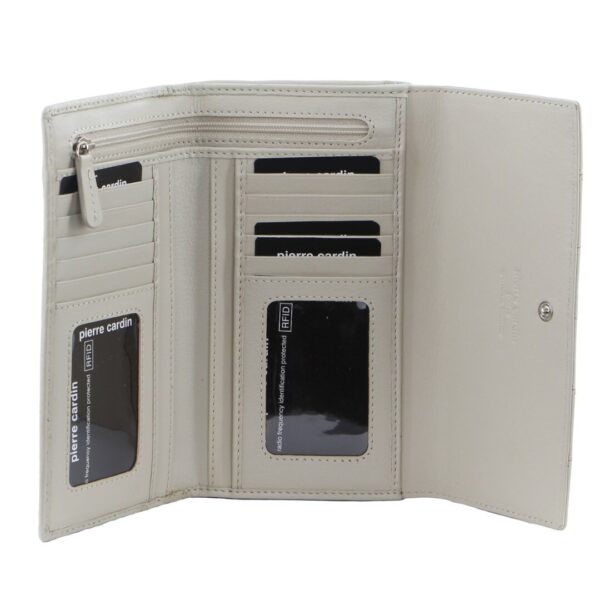 HomeDiscount-Pierre Cardin Womens Leather Tri-Fold Wallet RFID in Bone